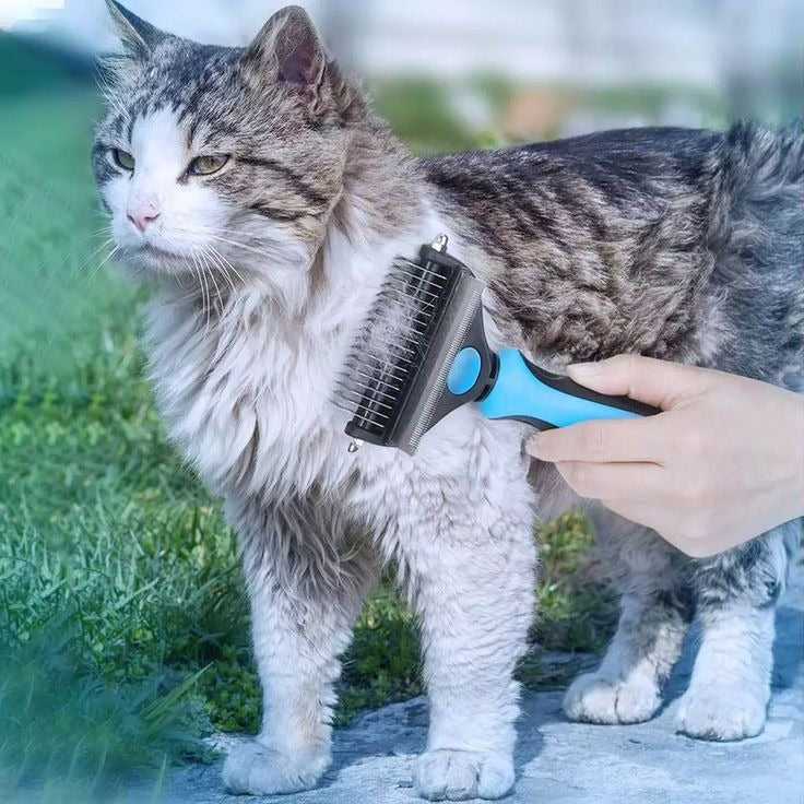 2-in-1 Pet Grooming Undercoat Rake & Dematting Comb for Dogs and Cats